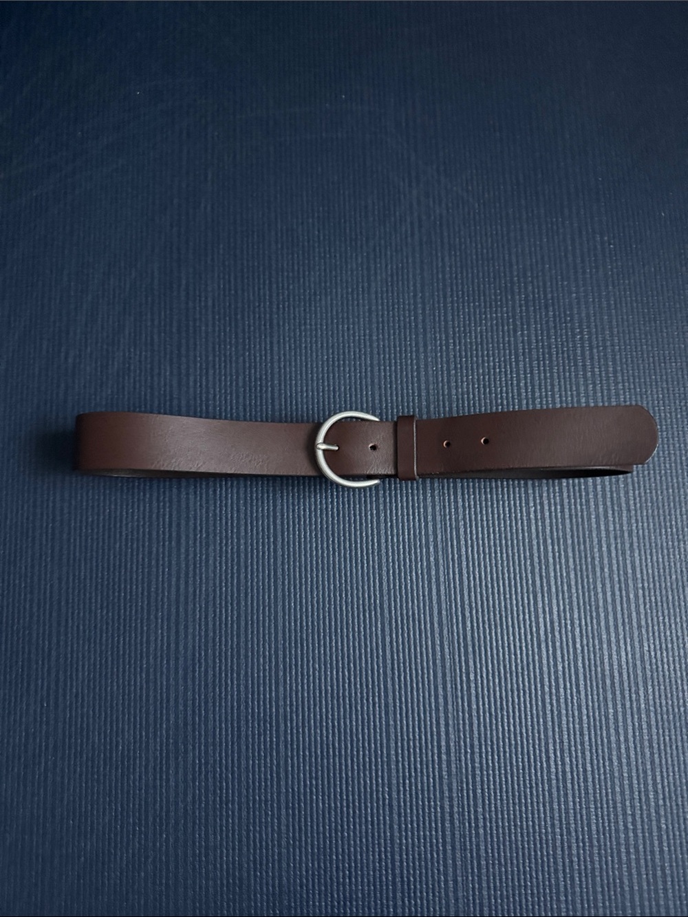 Women's GAP Brown PU Coated Split Leather Belt with Silver Round Buckle, M